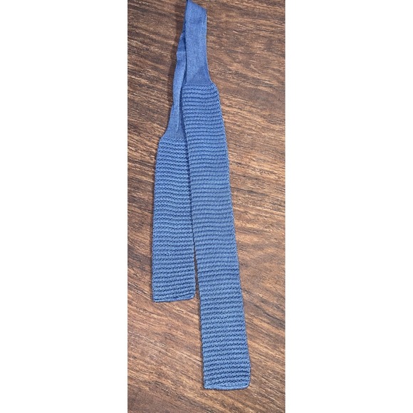 Chaps Other - Vintage Chaps Ralph Lauren Square Tip Knit Cotton Tie Blue Men's Preppy
